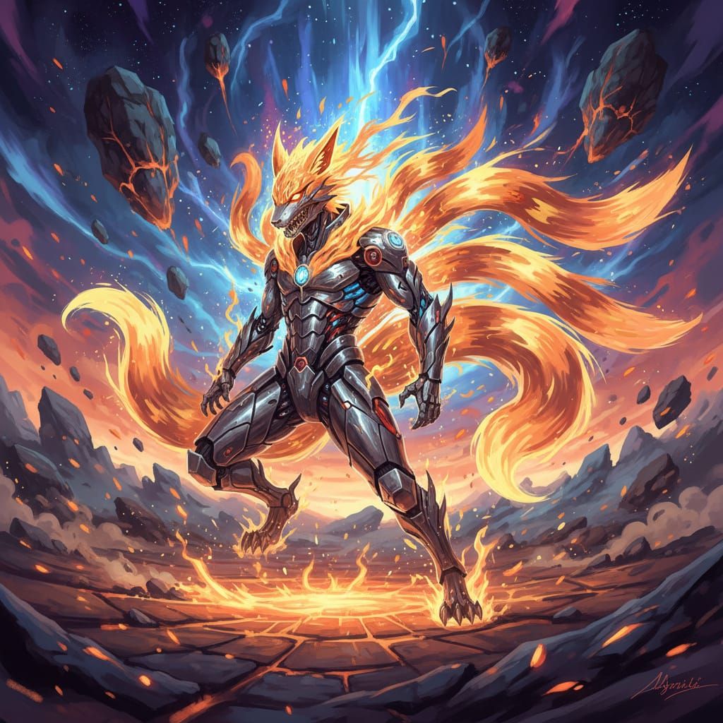 Naruto's Nine-Tailed Fox Form in Epic Cinematic Style