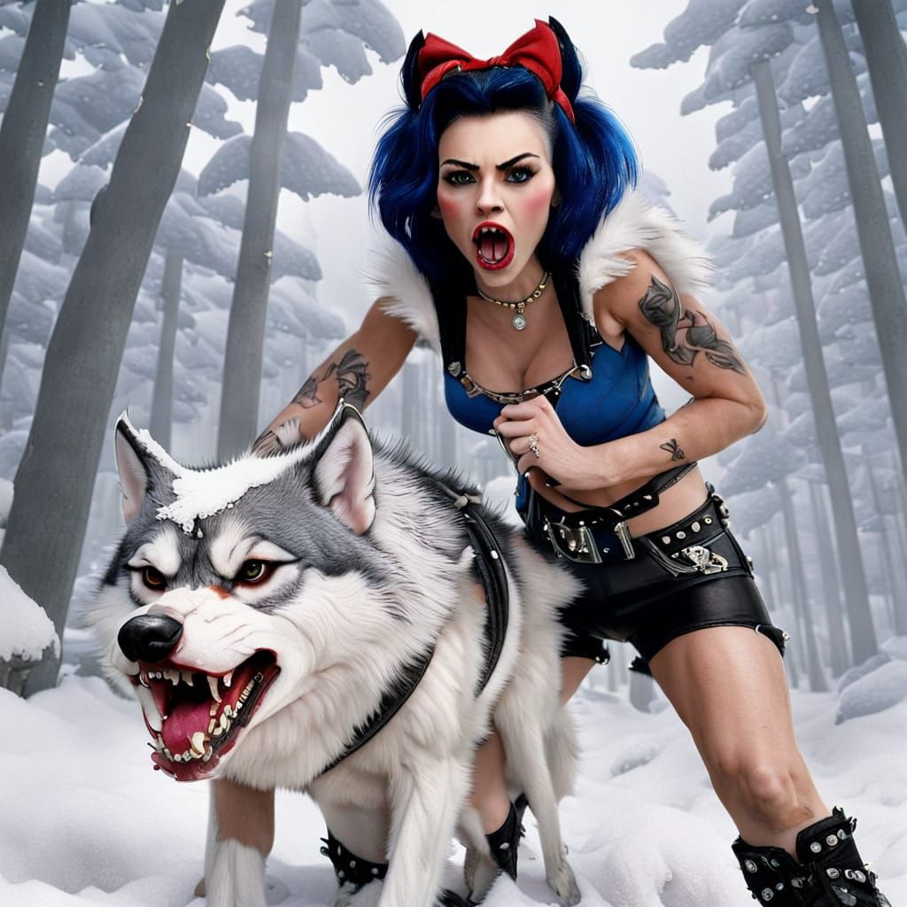 Punk Rock Princess with a Fierce Furry Companion