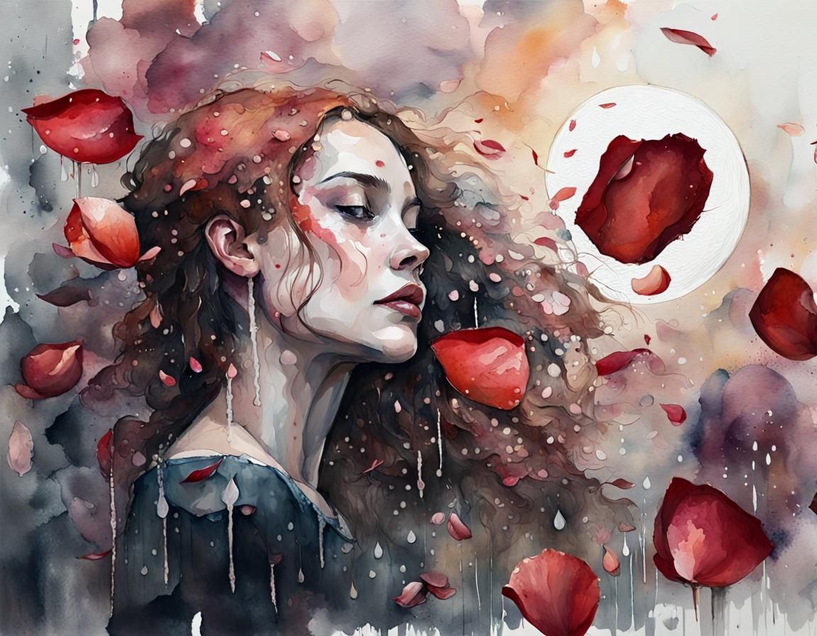 Rain-Kissed Roses in Abstract Watercolor
