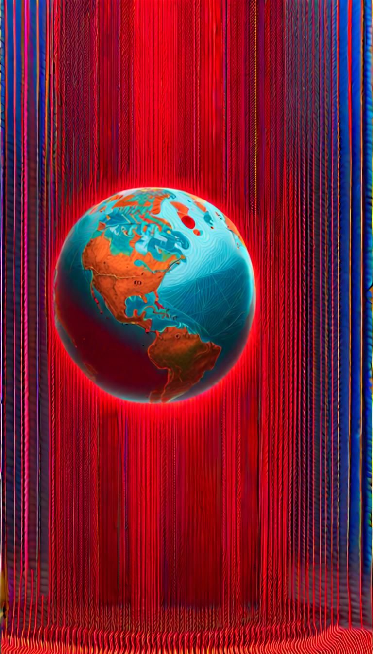 Earth and Sun Interaction in Psychedelic 3D Art