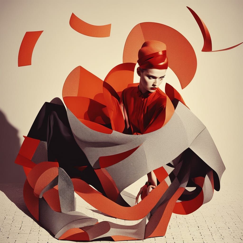 Avant-Garde Fashion Model in High-Contrast Black and White