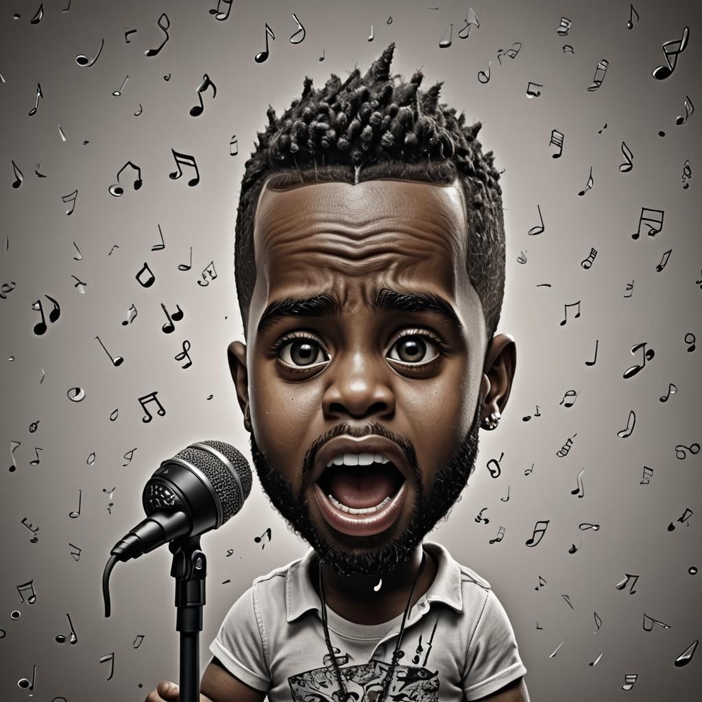 Hyperrealistic Baby Jason Derulo Caricature Singing