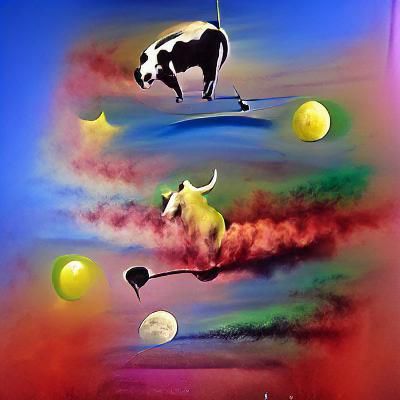 Cow Jumping Over the Moon: A Whimsical Scene