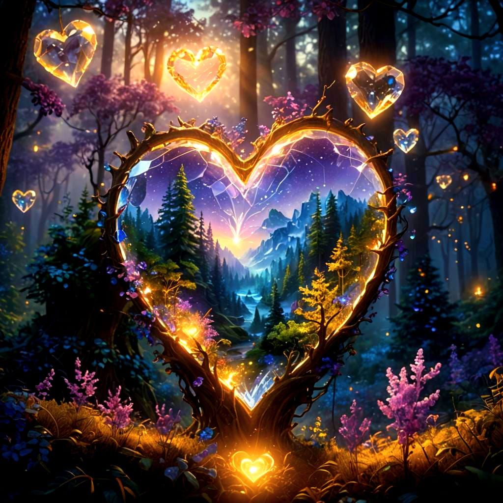 Dramatic Crystal Heart: Hyperrealistic Digital Matte Paintin...