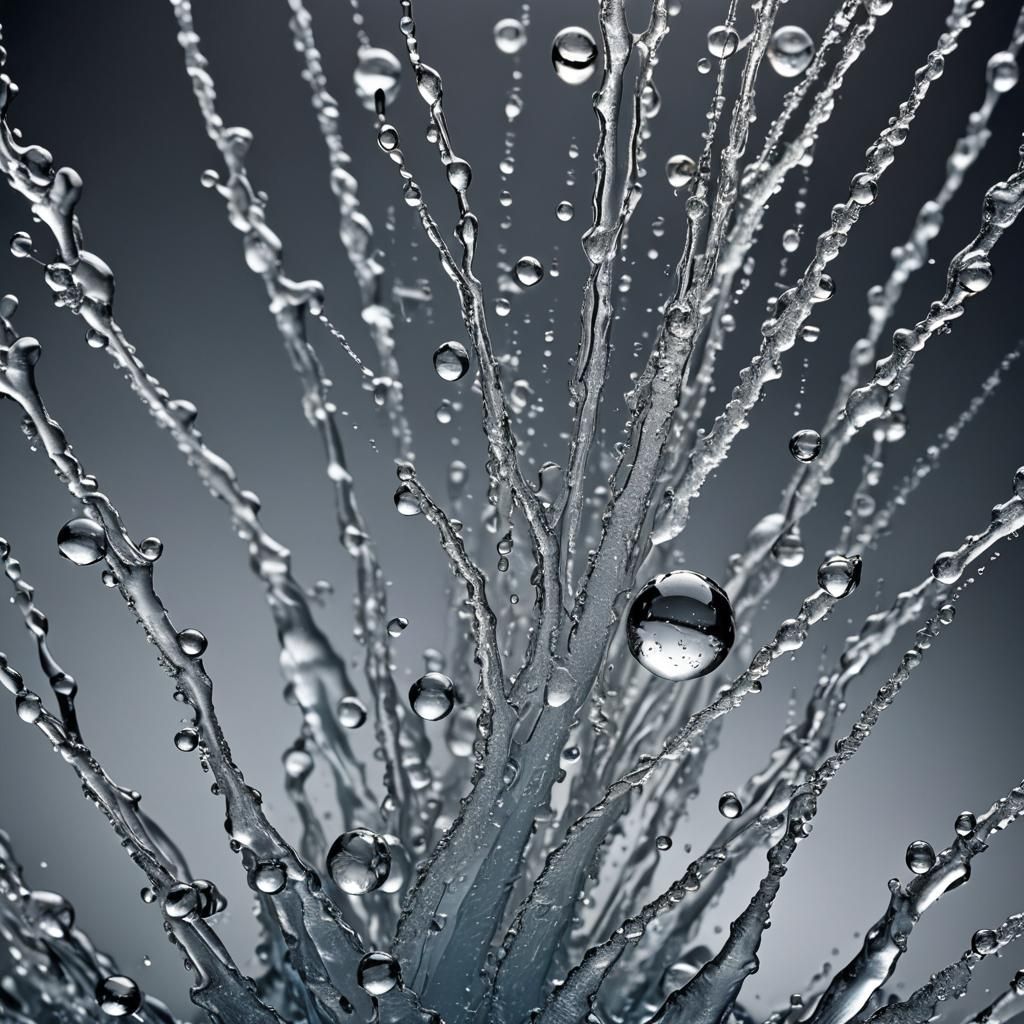 High-Speed Macro Photograph of Splashing Water Droplets