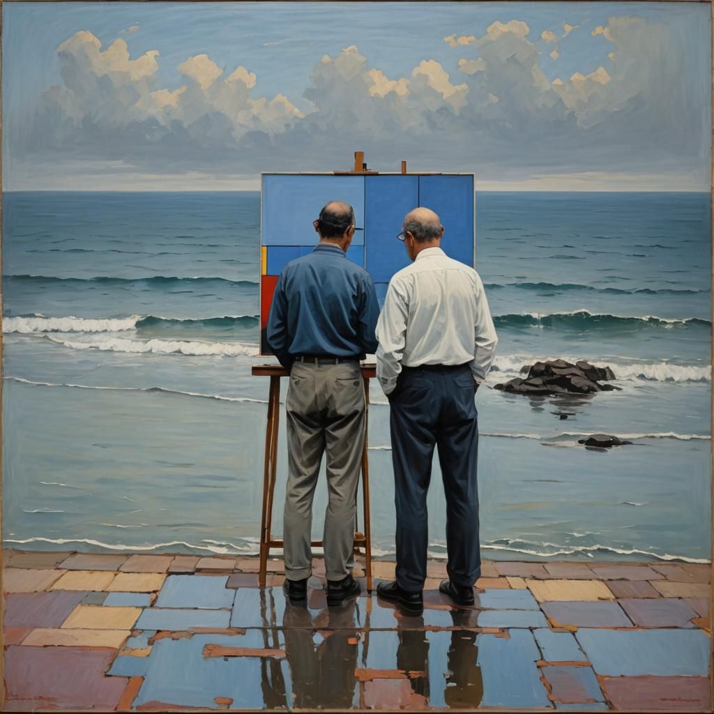 Abstract Art on Blue Sea in Modern Style