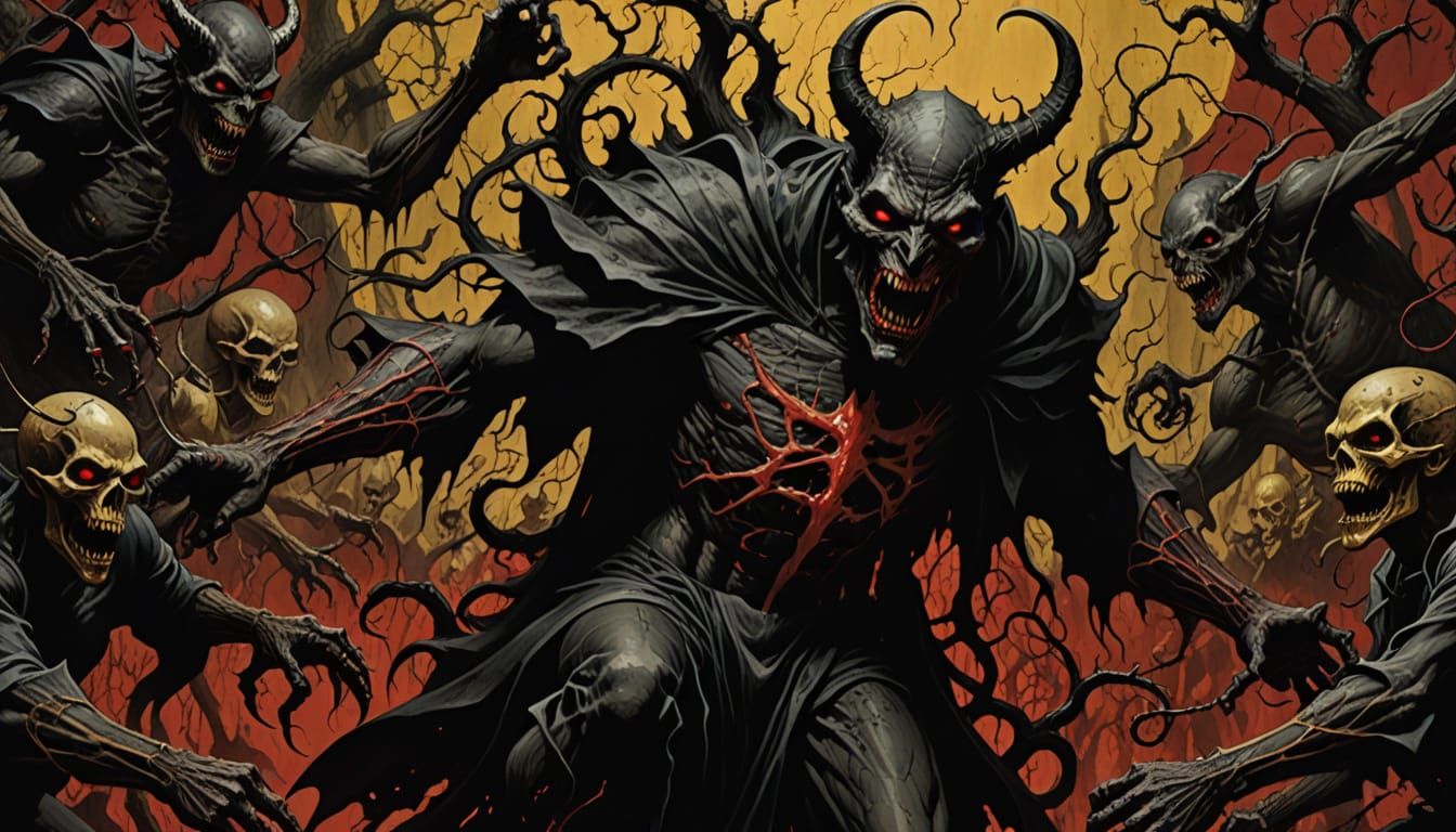 Ominous Gothic Collage of Demonic Horrors