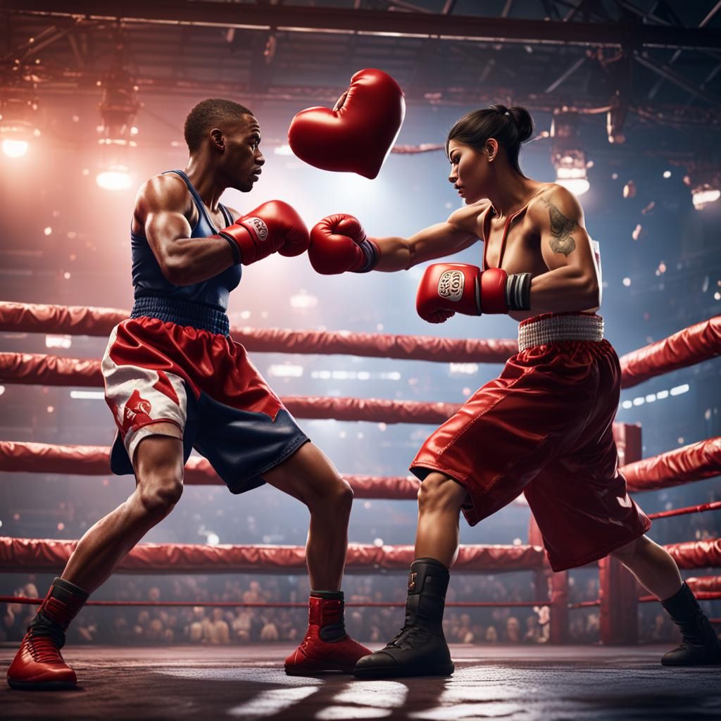 Boxers in Love: Valentine's Day Matte Painting
