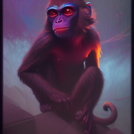 Psychedelic Monkey Concept Art in 8K Resolution