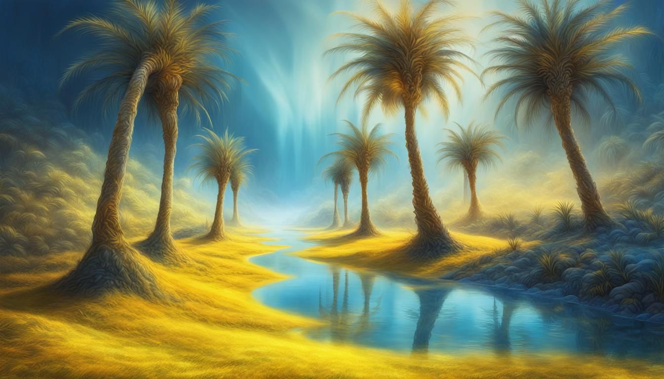 Dreamlike Palm Trees in Surreal Digital Painting