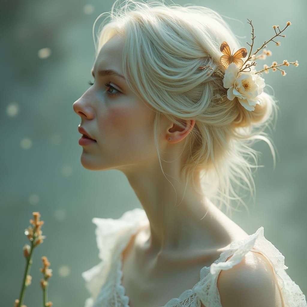 Contemplative Woman in Dreamy Surrealist Style