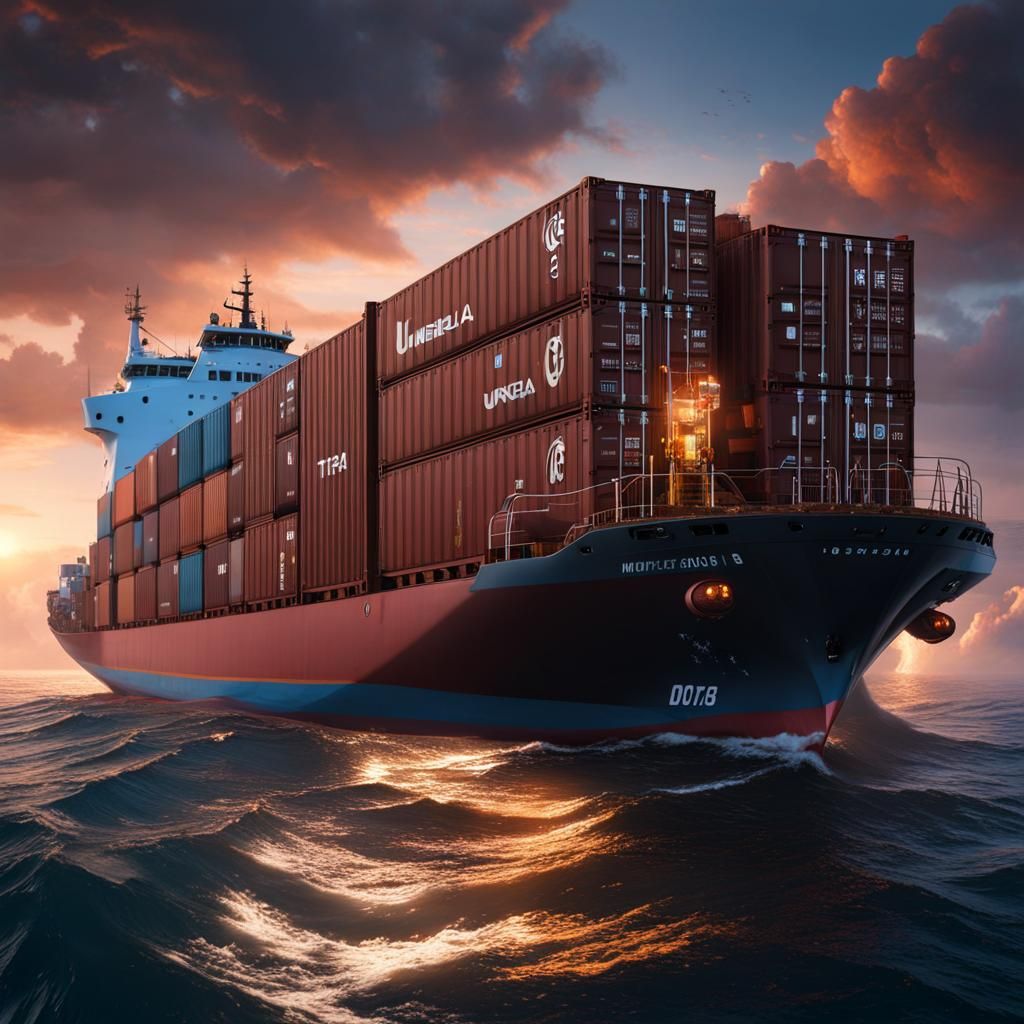 Detailed Container Ship Matte Painting