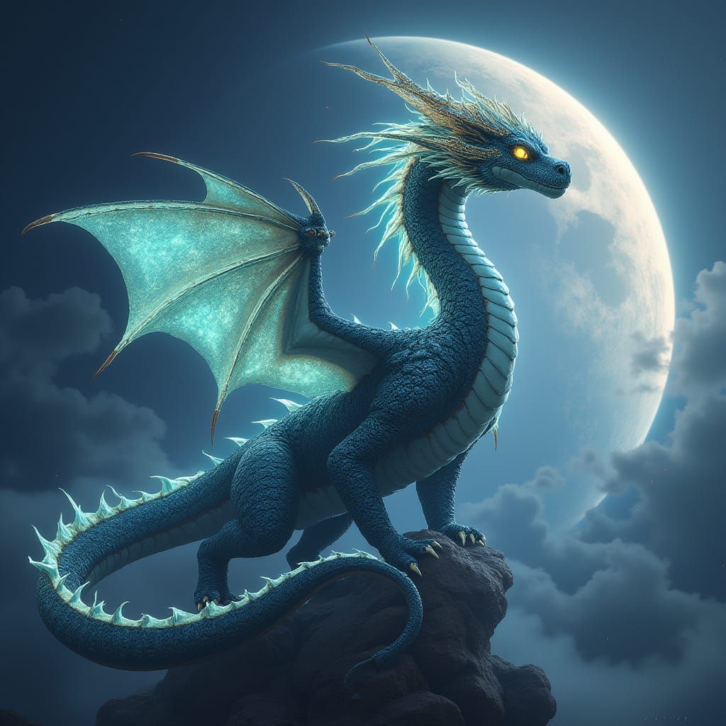 Bioluminescent Sea Dragon on Triton in Digital Art Style