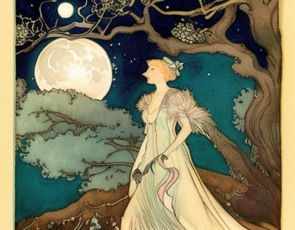 Mysterious figure. By  Marjorie Miller Estes In the style of  "Queen of the Night".