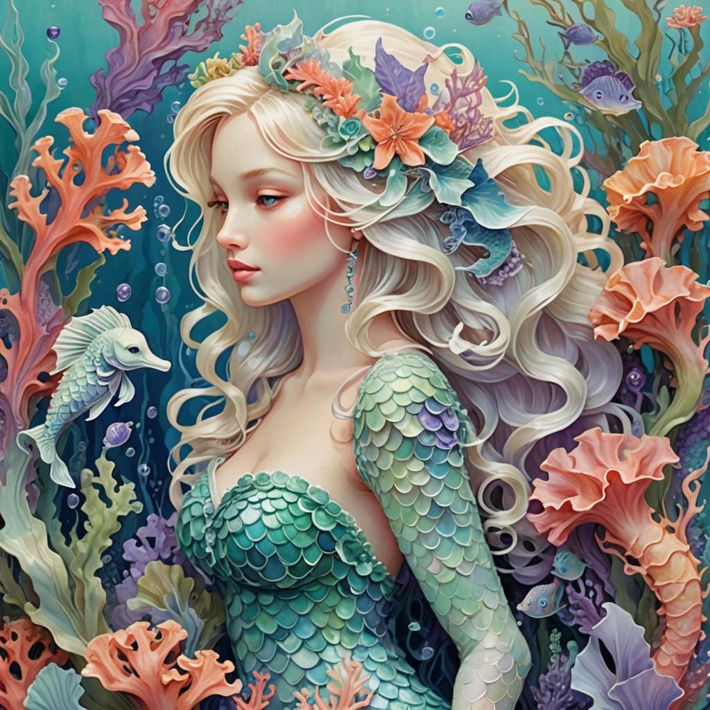 Mermaid's Paper-Cut Sea: A Whimsical Underwater Scene