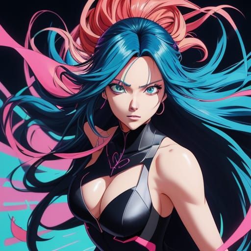 Young Woman on Rooftop in Vibrant Manga Style