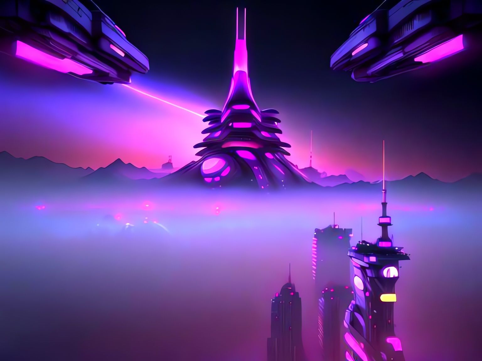 Vibrant Futuristic Tokyo Dreamscapes in Neon Purple Haze
