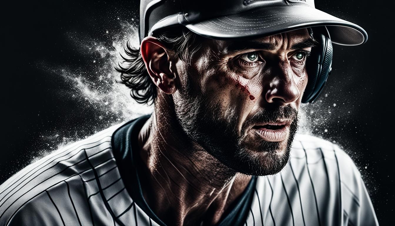 Baseball Player in Action: Hyperrealistic Close-Up Portrait