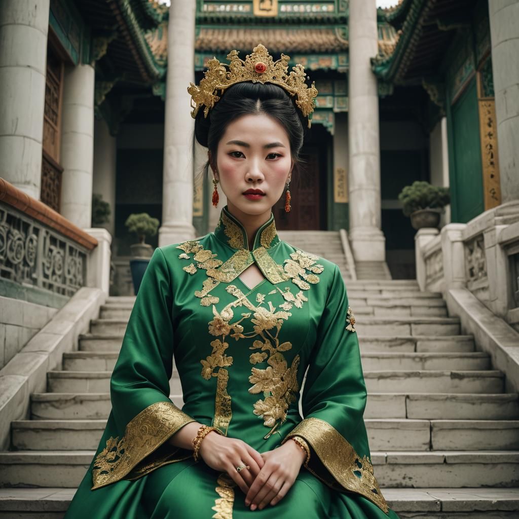 Elegant Chinese Empress Portrait in Ambient Light