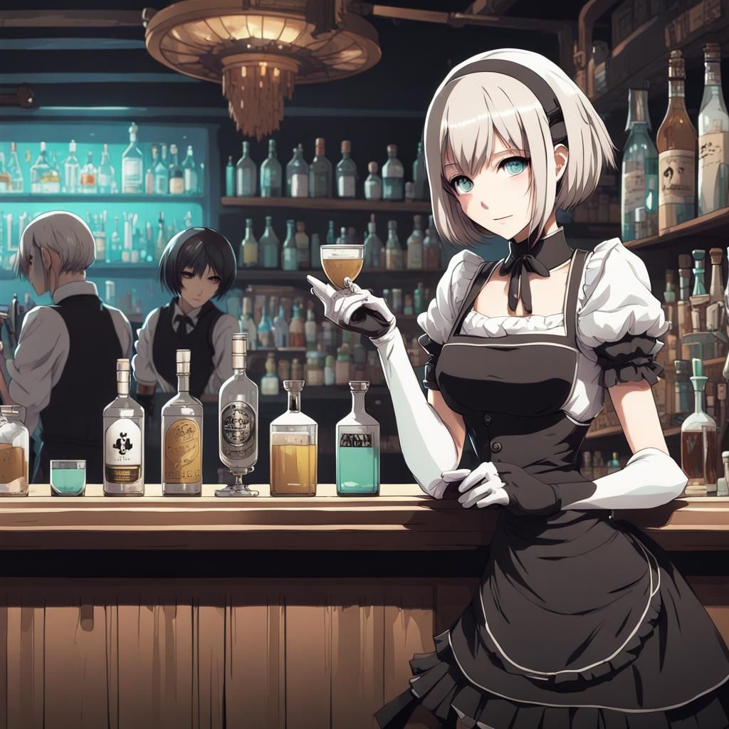 Cyberpunk Bartender with Anime Style