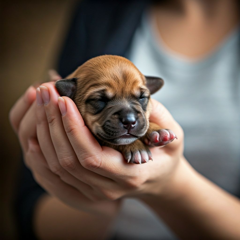 Tiny Puppy Cradled in Gentle Hands
