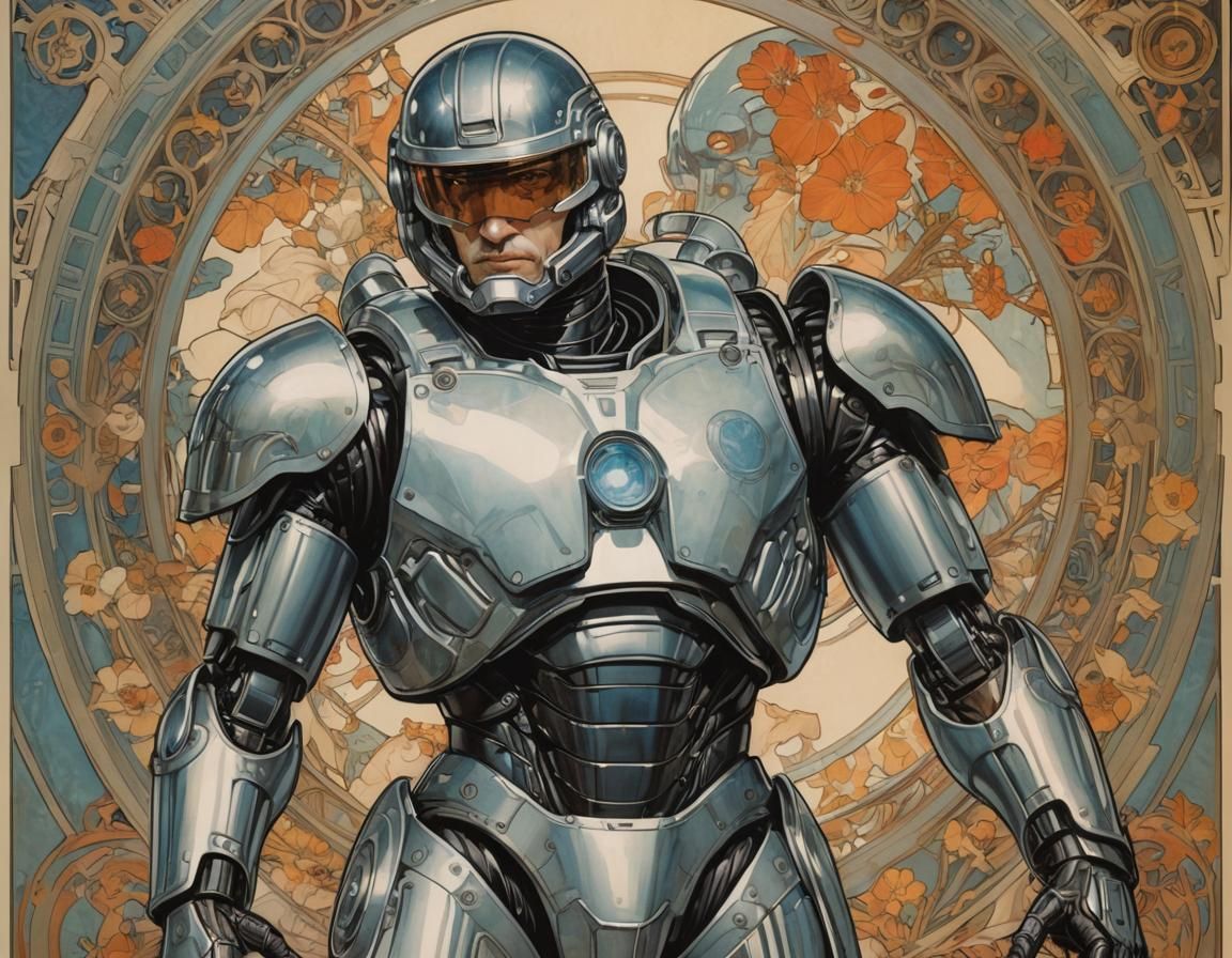 Robocop in Art Nouveau Style of Alphonse Mucha