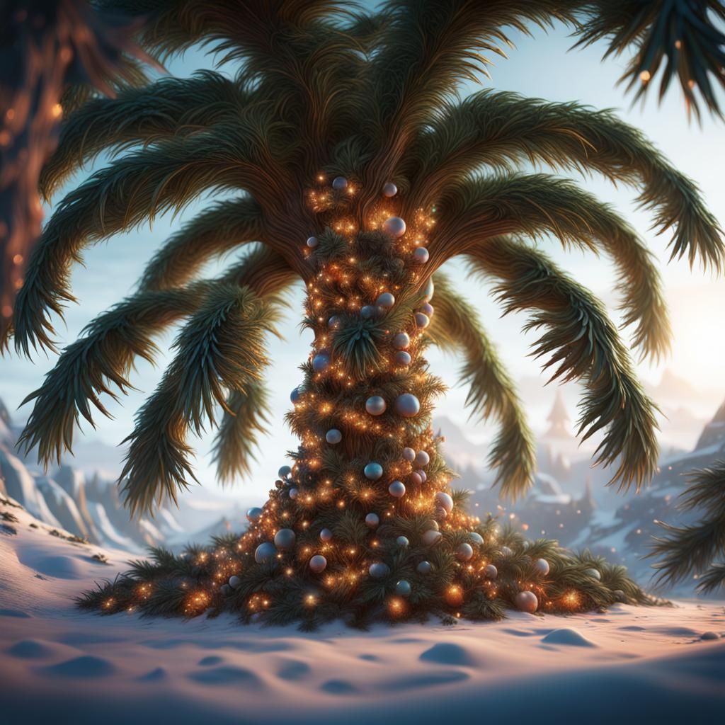 Christmas Palm Tree: Detailed Matte Painting