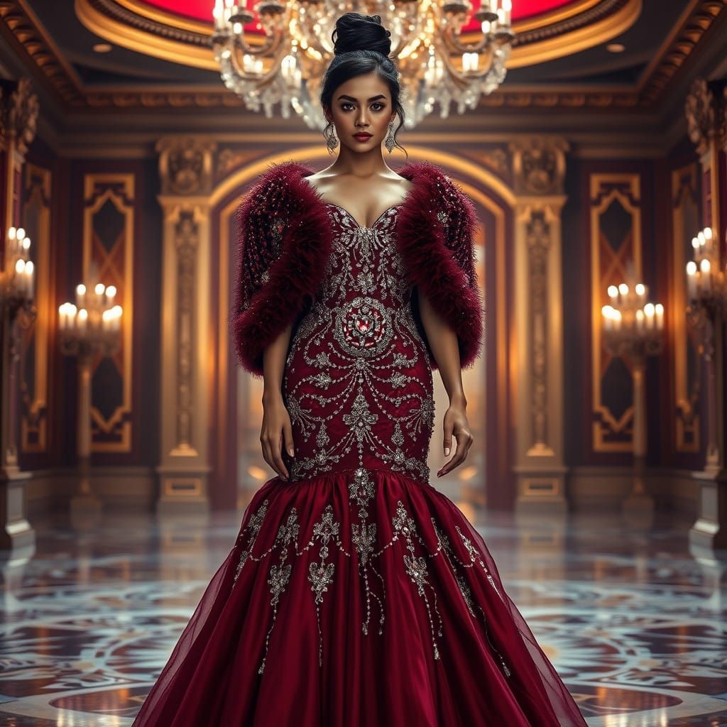 Stunning Ballgown in Cyberpunk Aesthetic