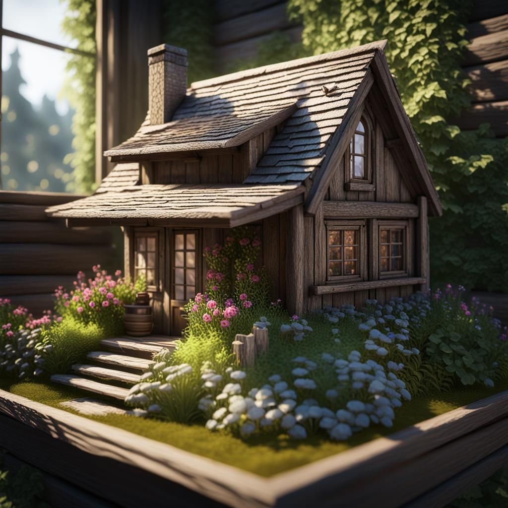 Miniature Cabin in Window Box: 3D Game Art