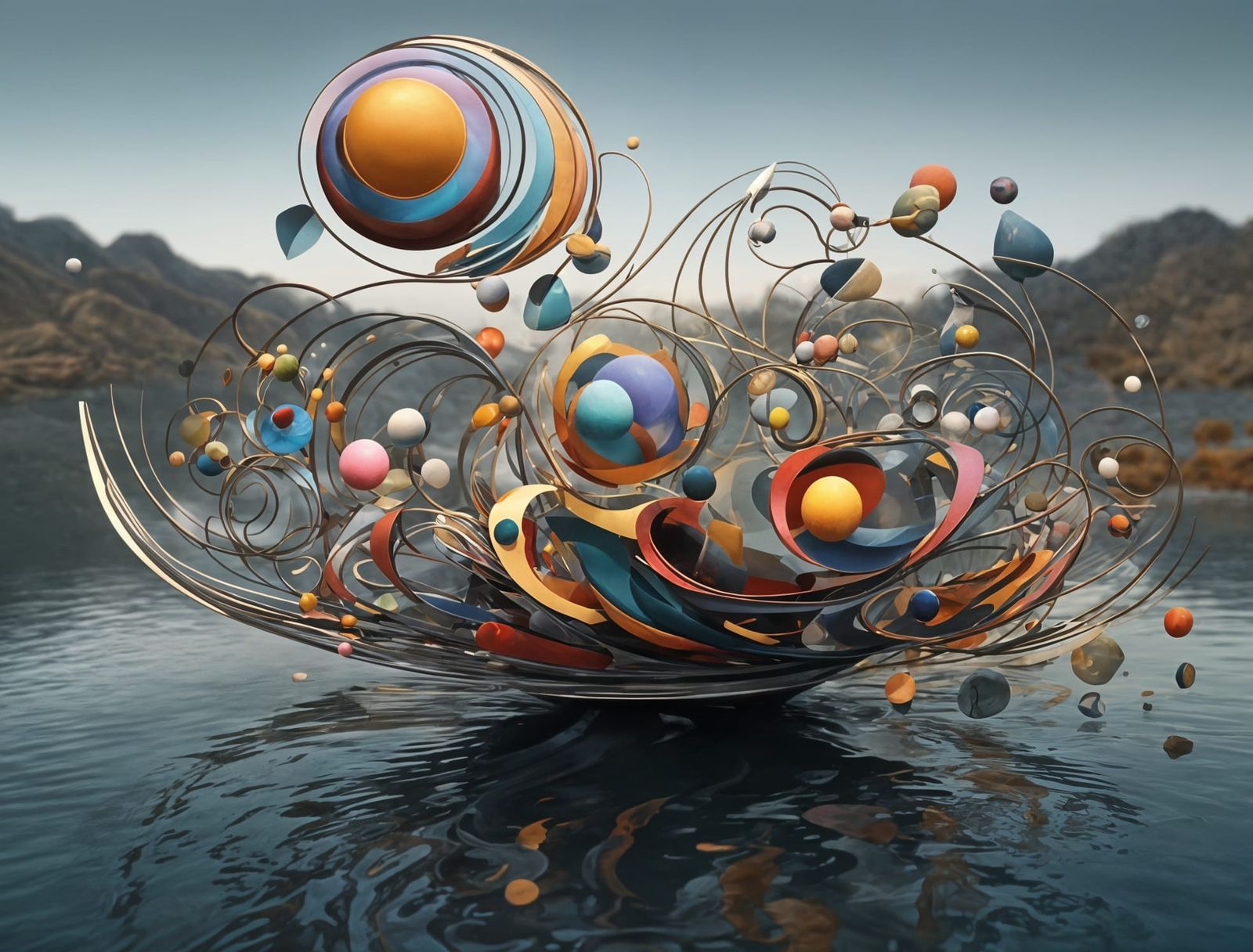 Abstract 3D Kandinsky Sculptures in Hyper-Realistic Style
