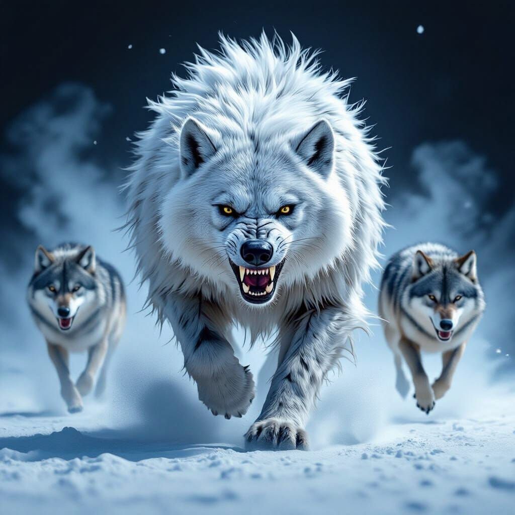 of a fluffy white Hyena