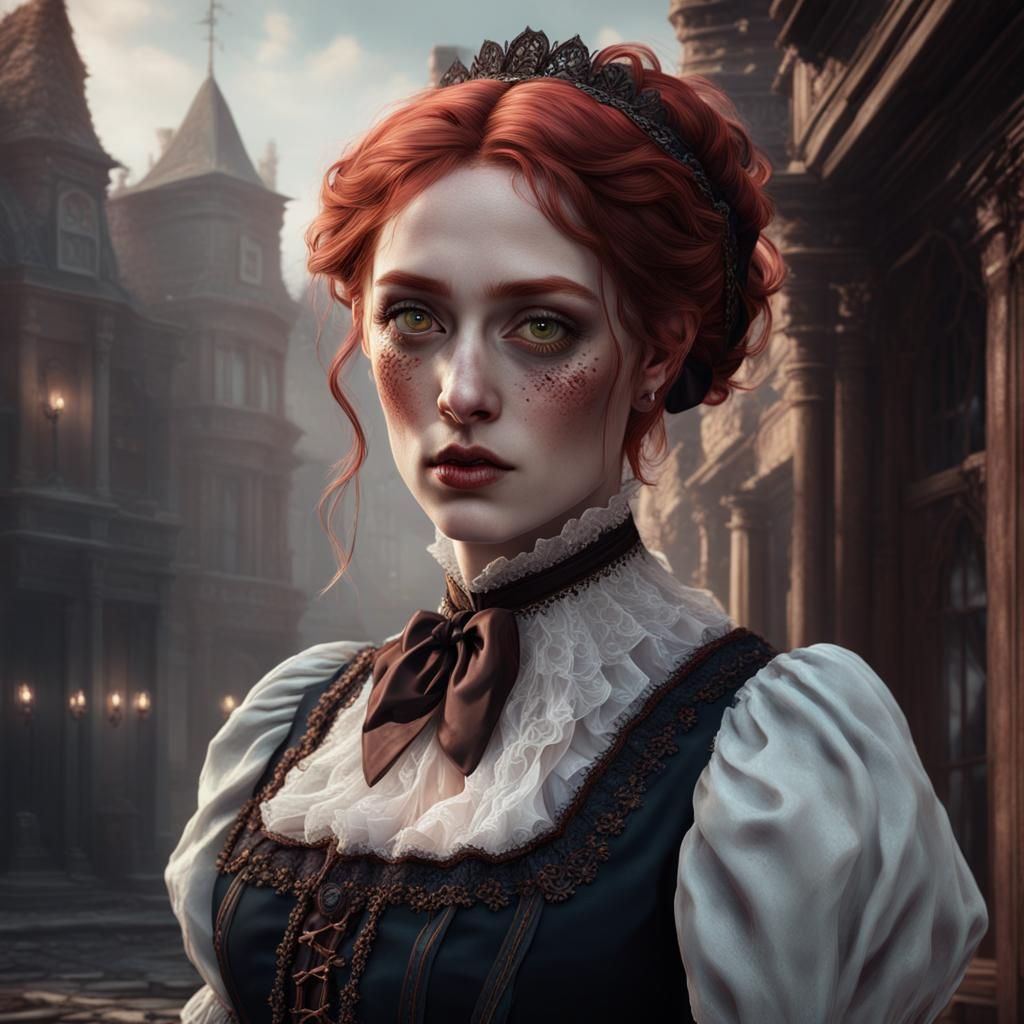 Victorian Maid with Copper Hair: Fantasy Concept Art