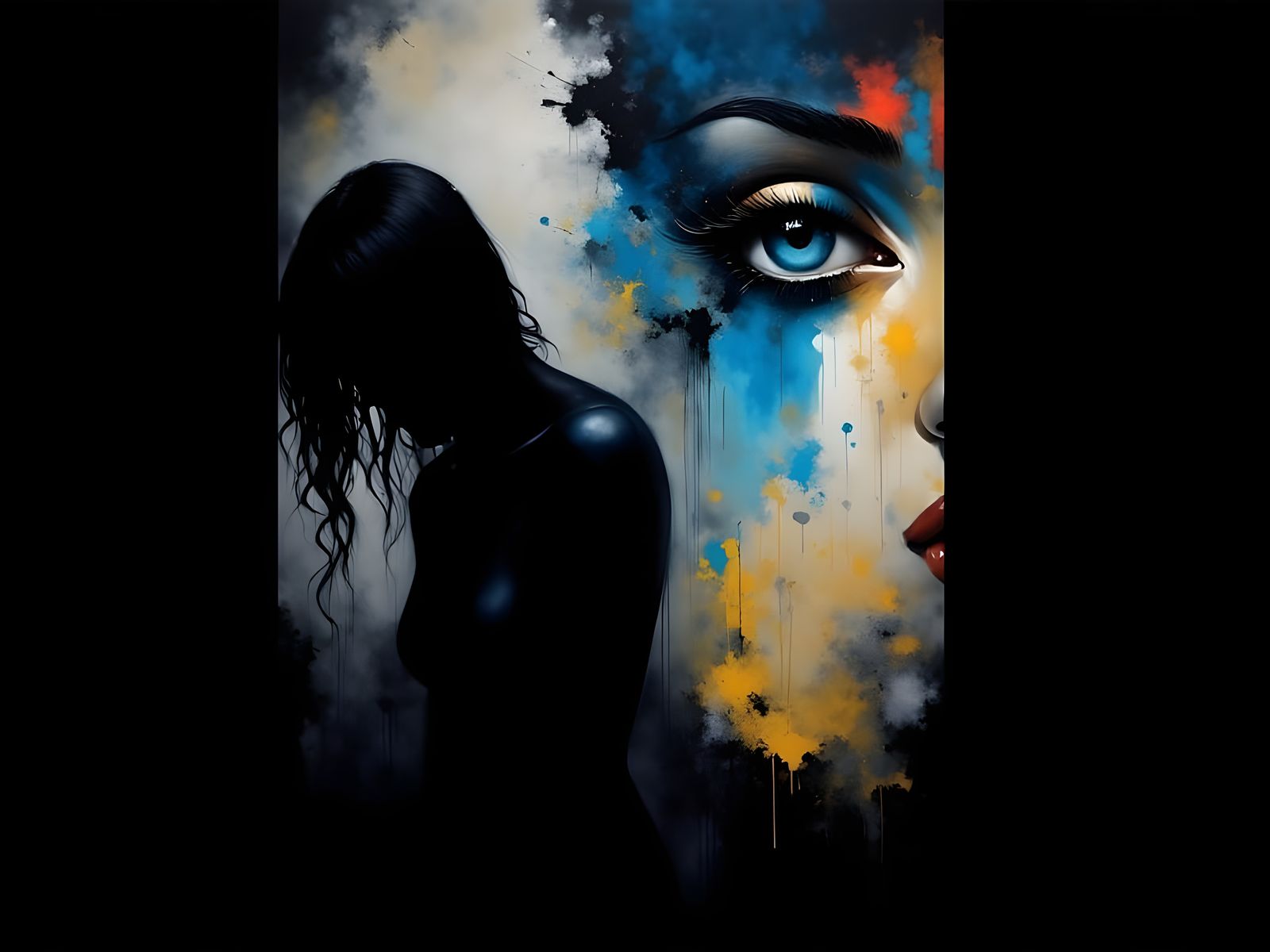 Vibrant Abstract Expressionist Figure Lost in Turmoil