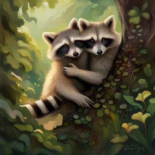 Raccoon and Human Share a Tender Moment