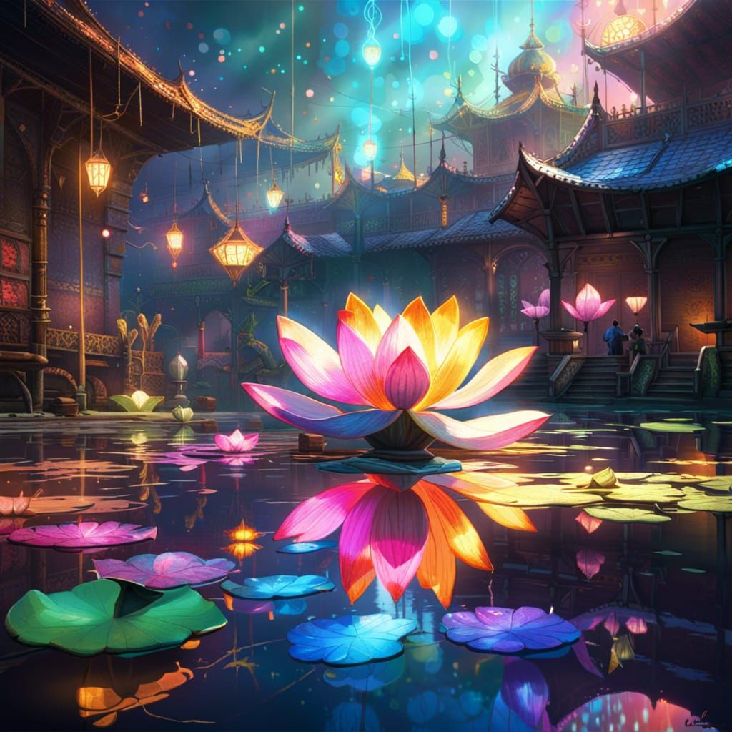 Sparkling Lace Lotus Flower in Maximalist Style