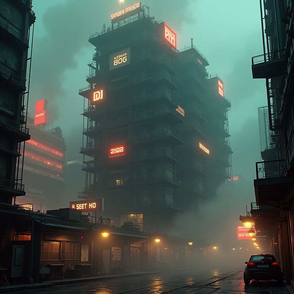 Cyberpunk Factory with Brutalist Combine Architecture