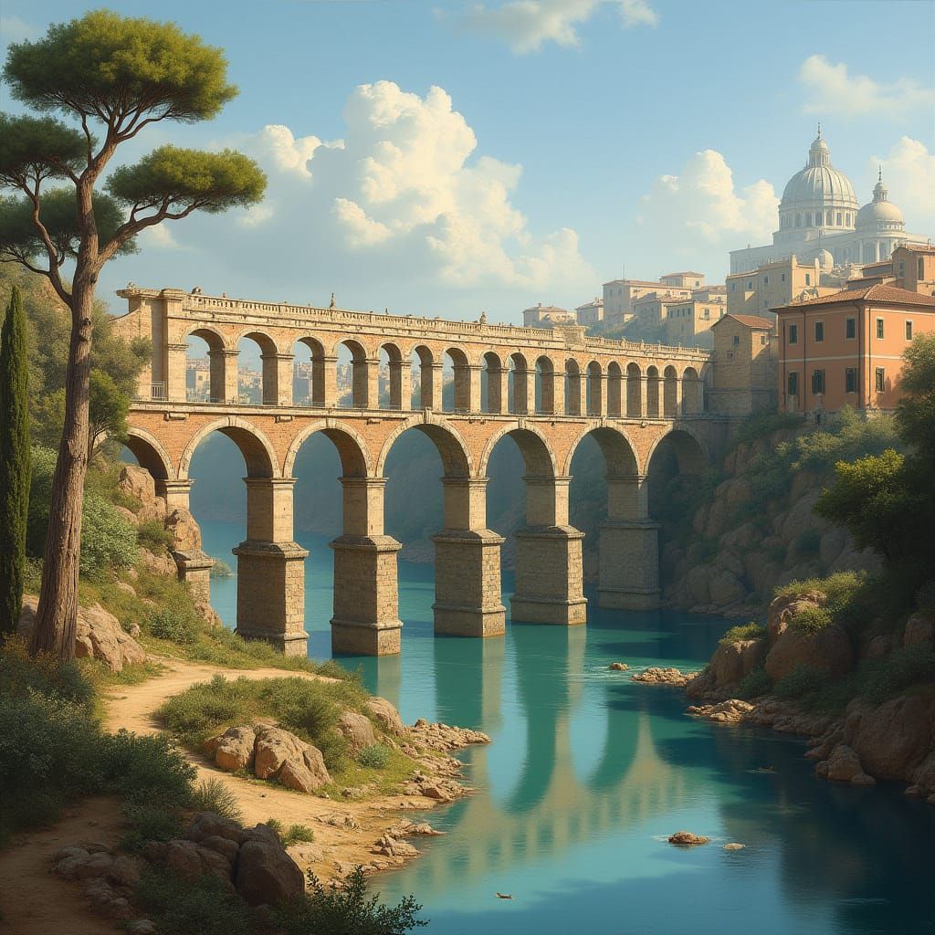 Ancient Roman Aqueducts in Architectural Grandeur