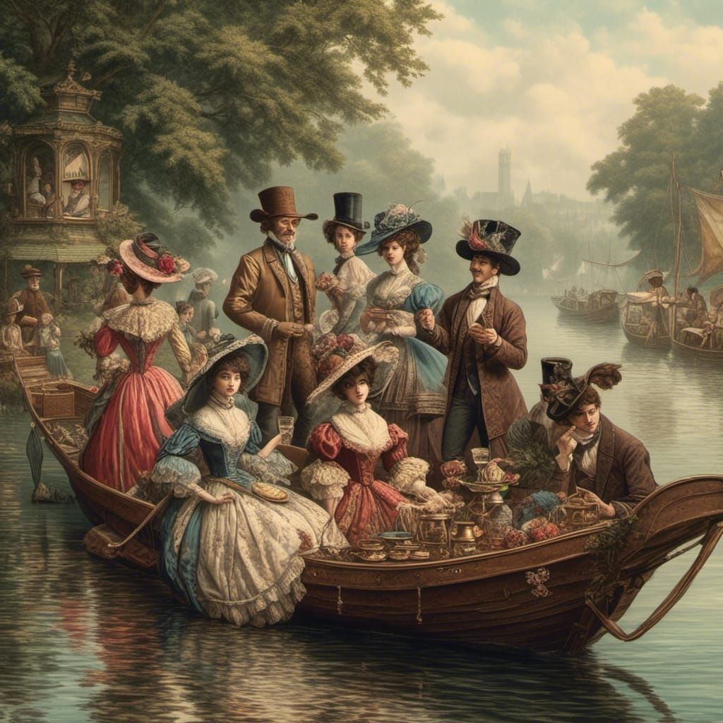 Victorian Steamboat on River