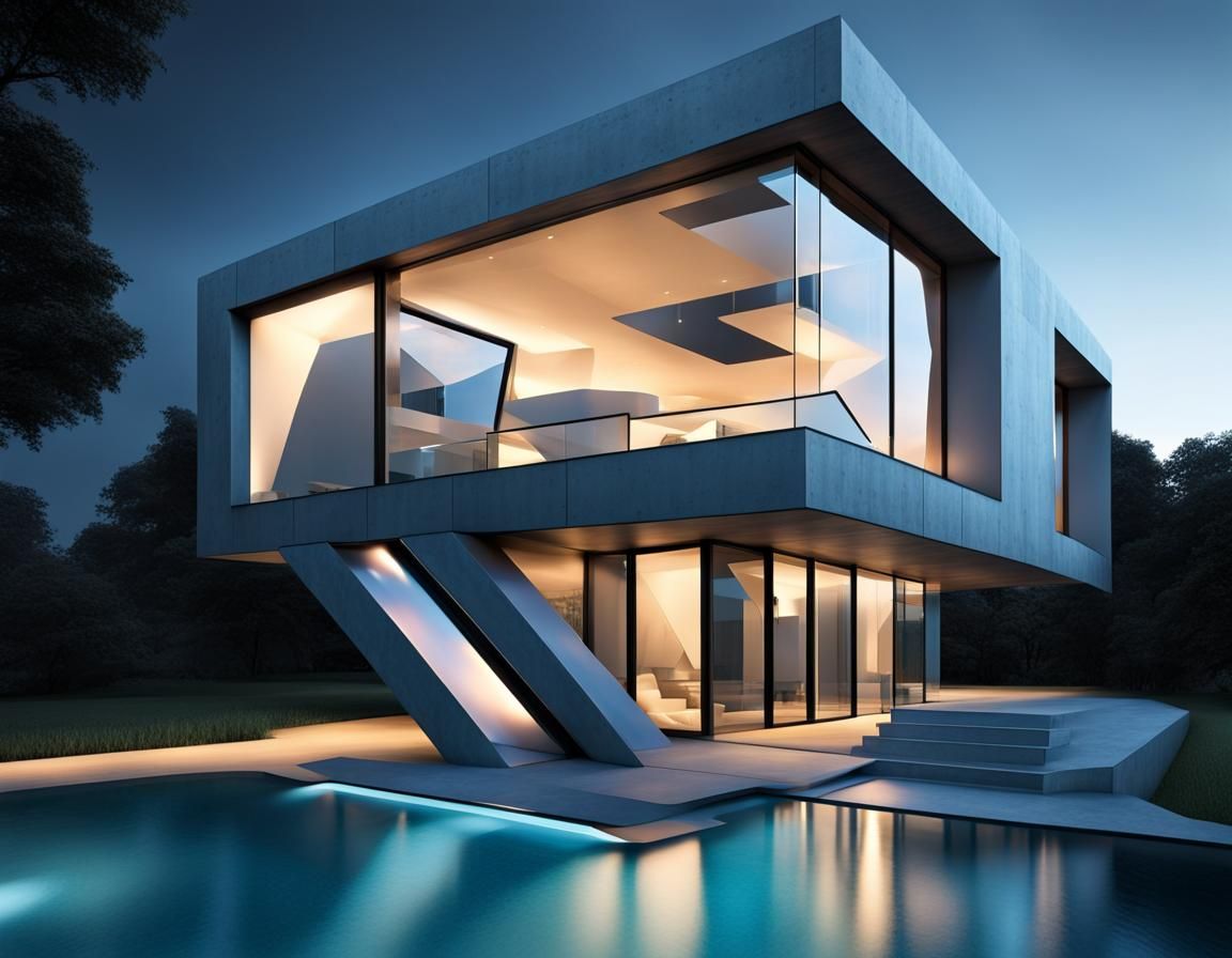 Futuristic Glass House Inspired by Cubism