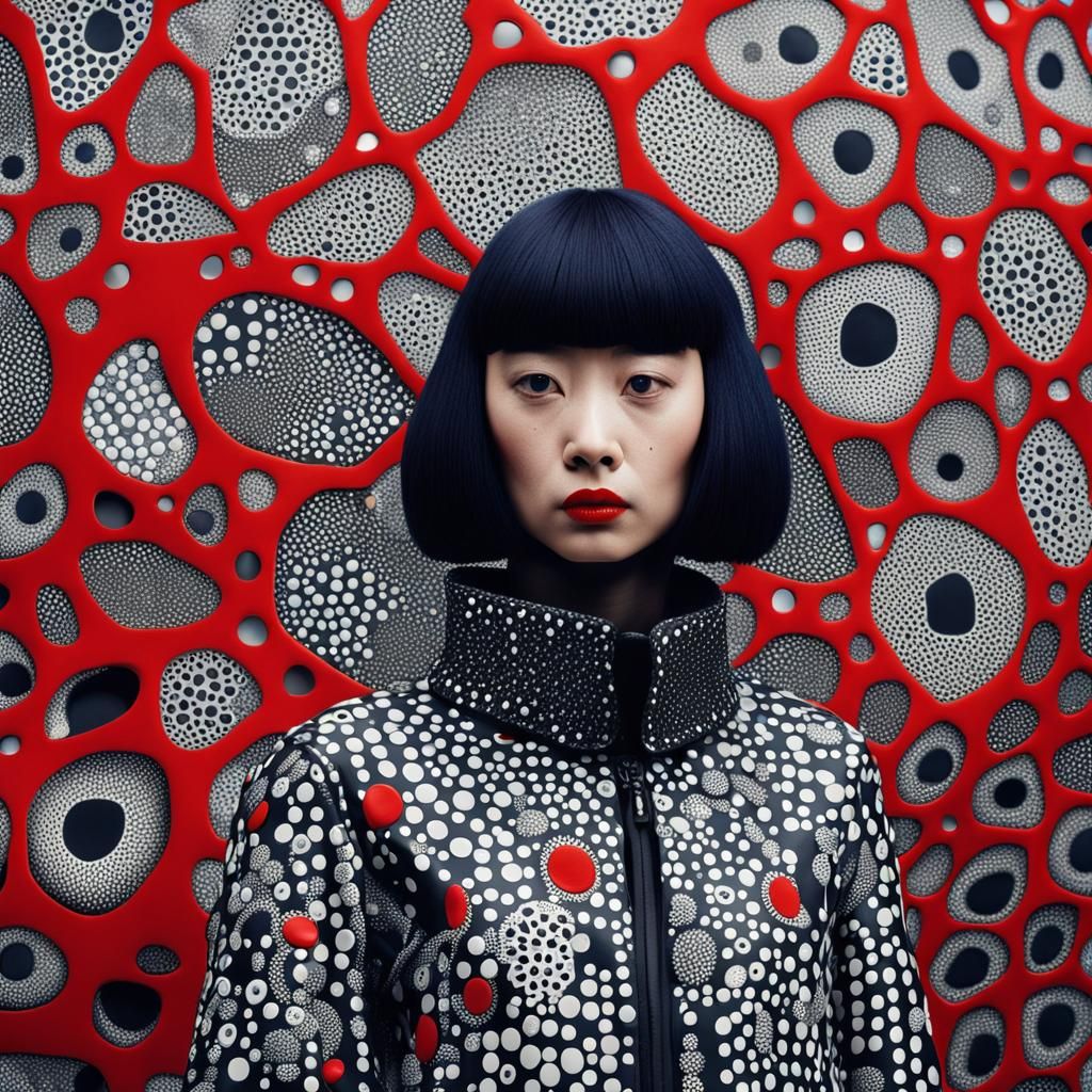 High Fashion Model in Yayoi Kusama Style