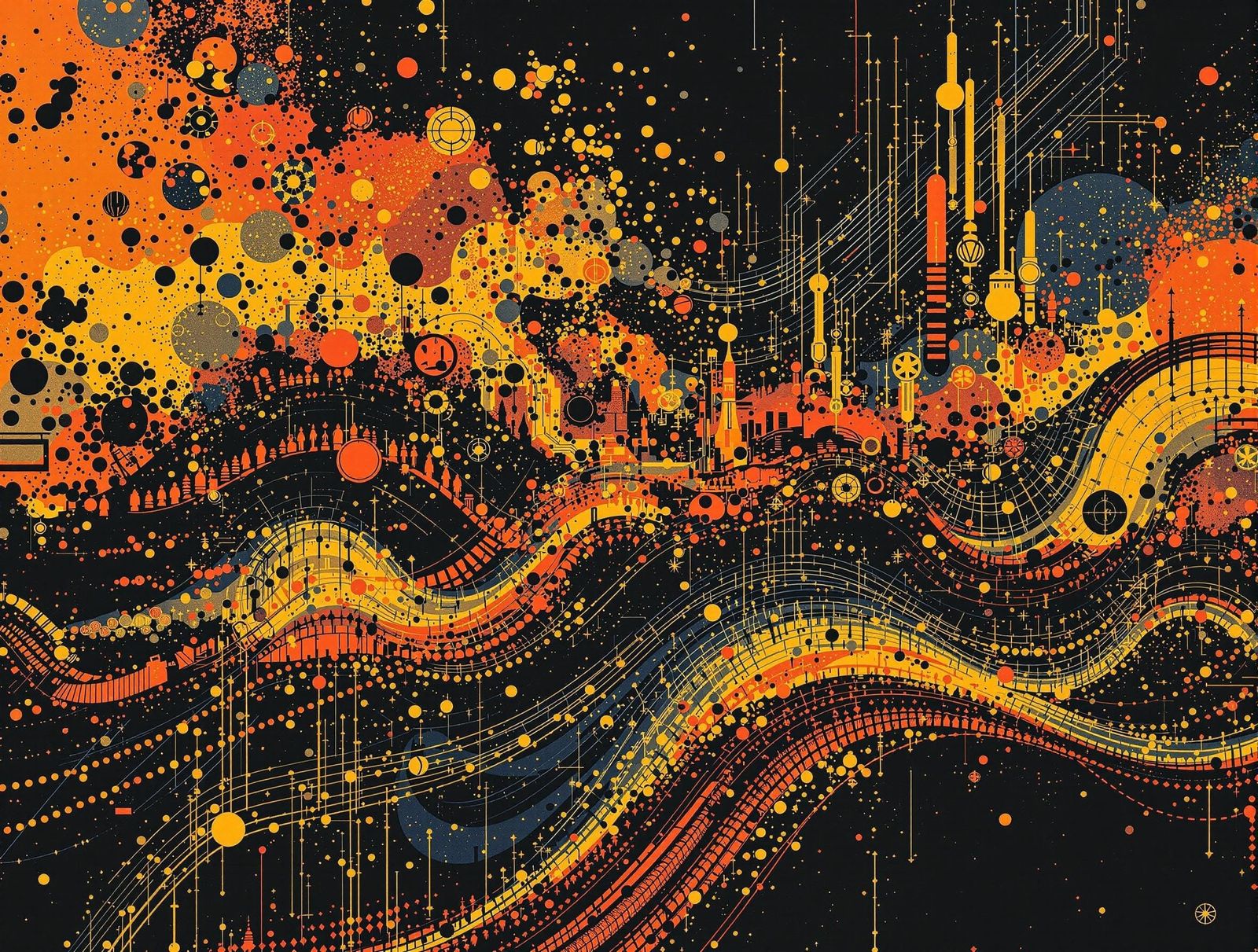 Vibrant Orange and Yellow Expressive Poster of Connection an...