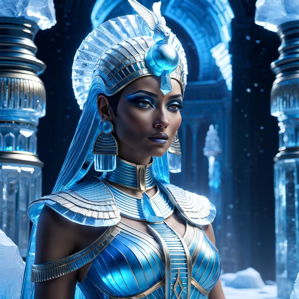 Ice Goddess Isis in Egyptian Temple Setting