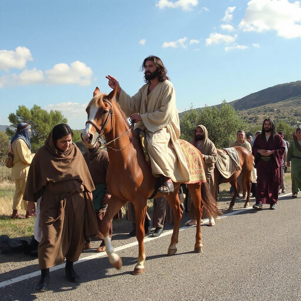 and throwing their garments on the colt they set Jesus upon ...