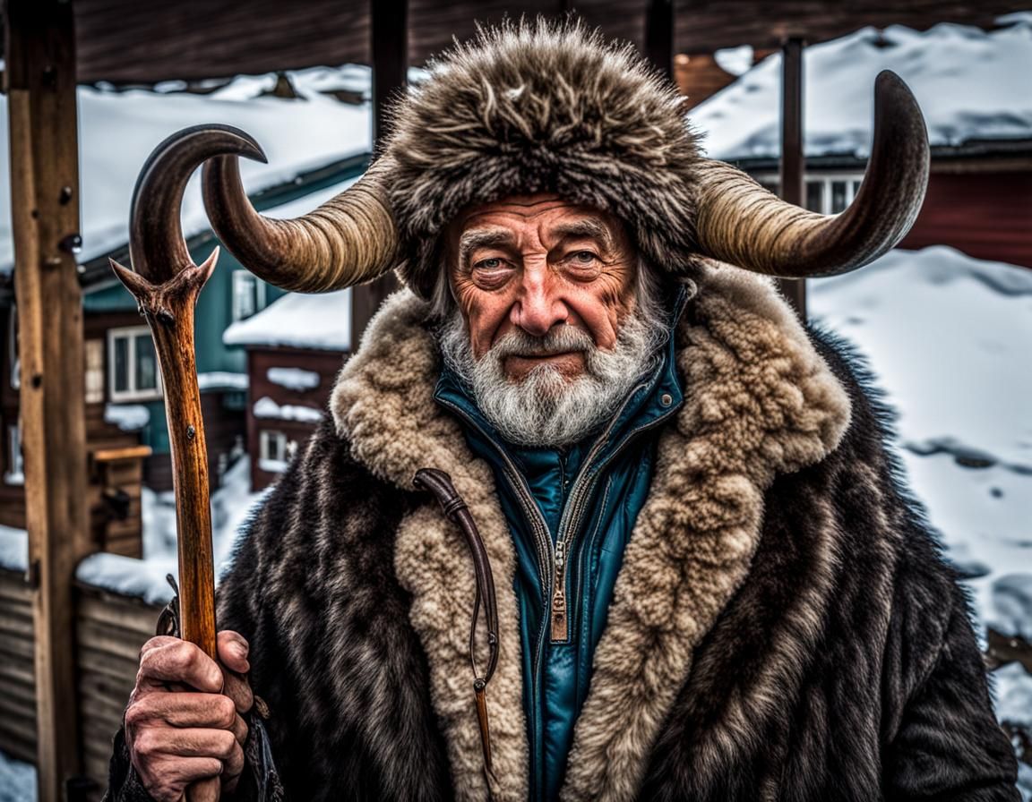 Proud Man with Antler in Dark Fantasy Style