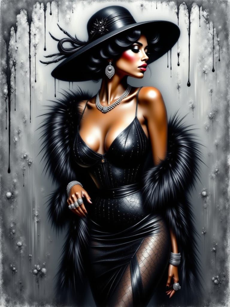 Glamorous Art Deco Portrait of a Woman in Monochrome