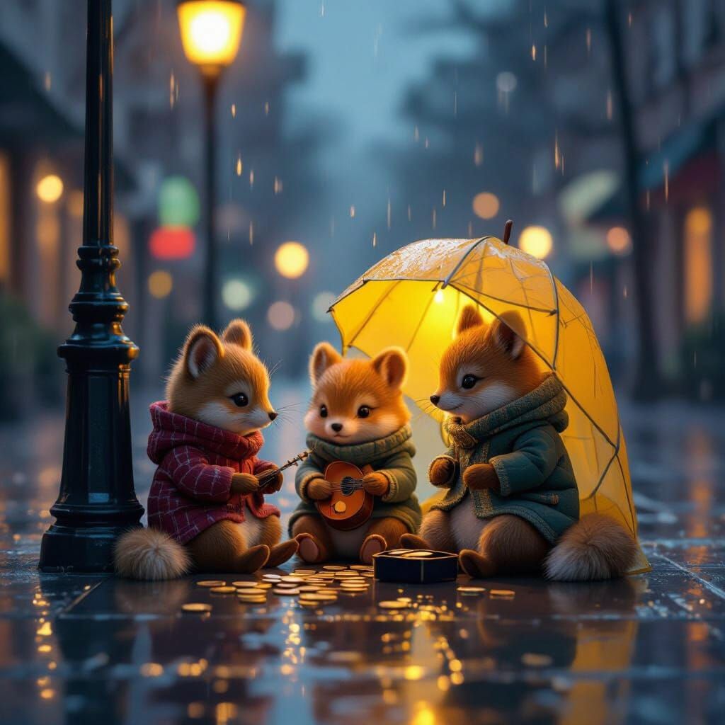 Cozy Rainy Evening with Forest Creatures