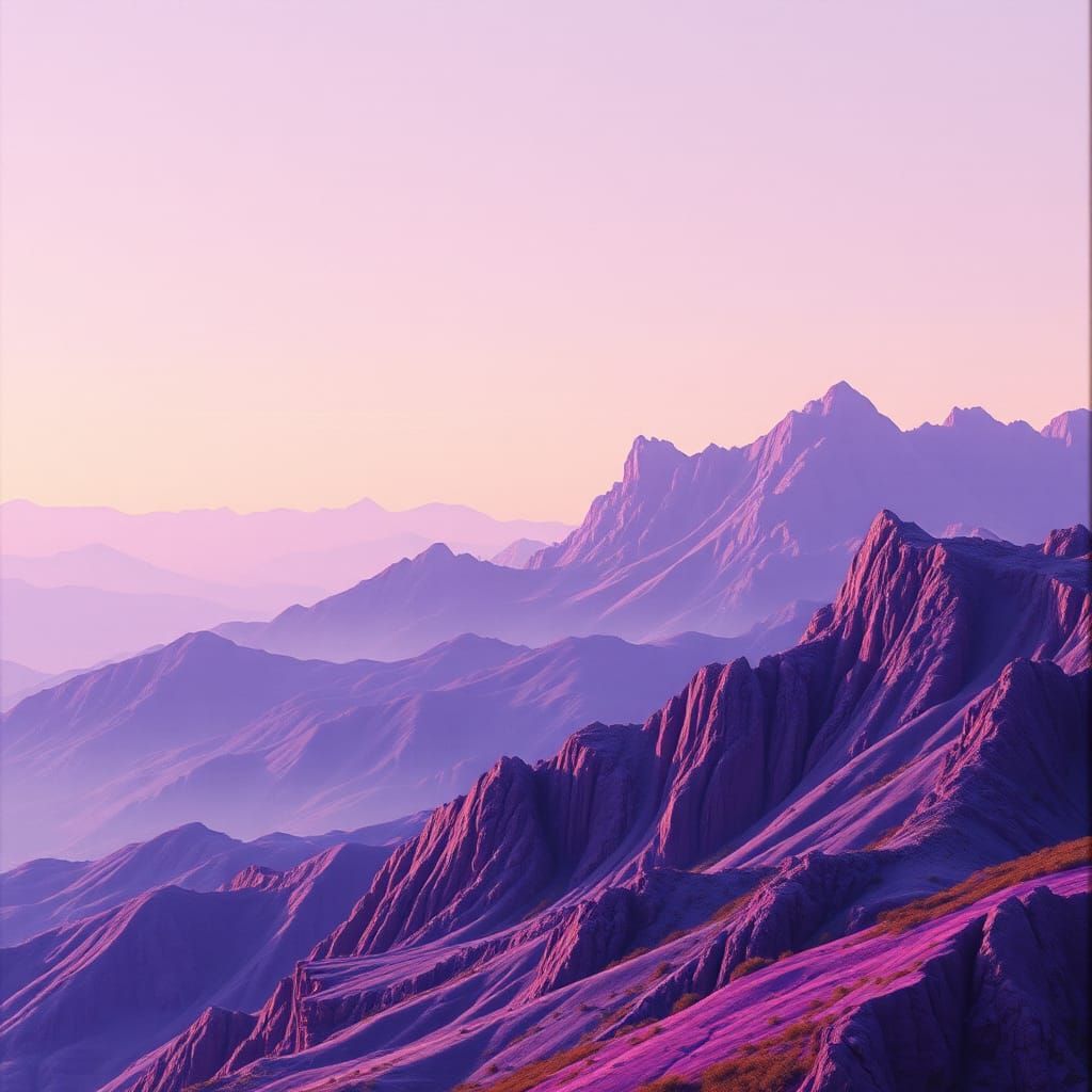 Purple Hills Dreamscape: Oil Painting Landscape