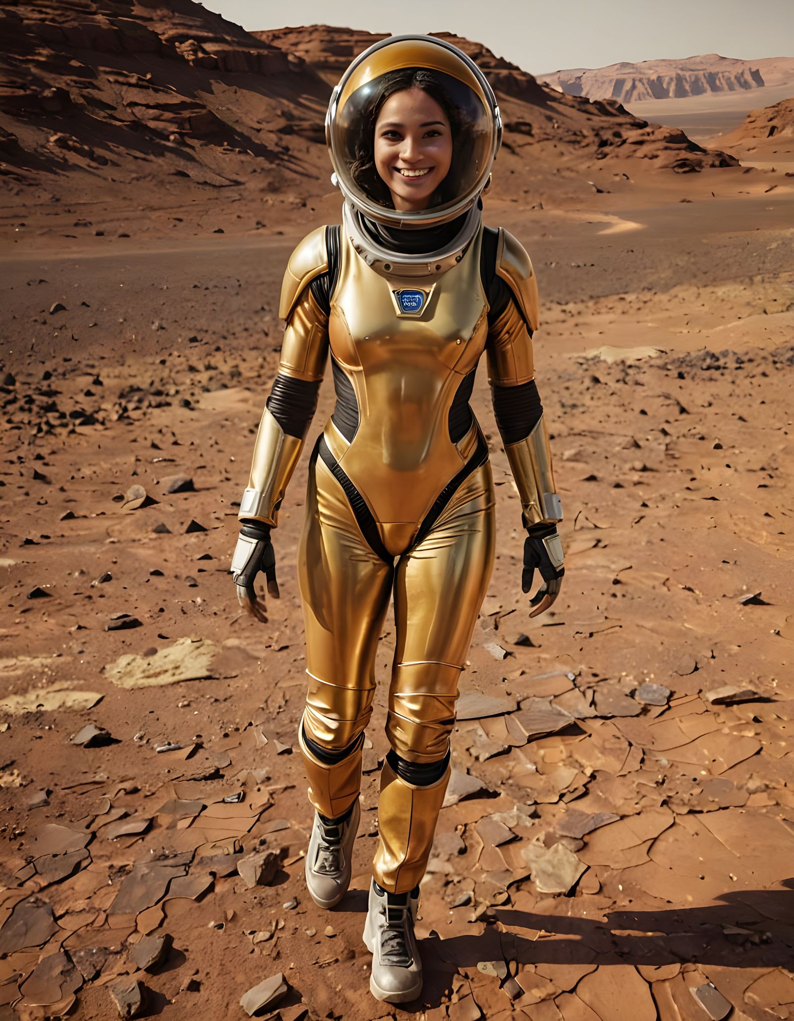 Egyptian Woman in Spacesuit Exploring Mars in 8K