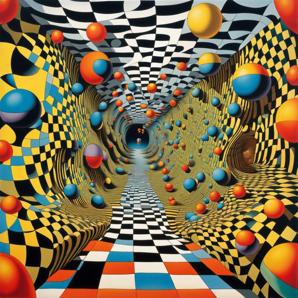 Mind-Bending Optical Illusion in Op-Art Style