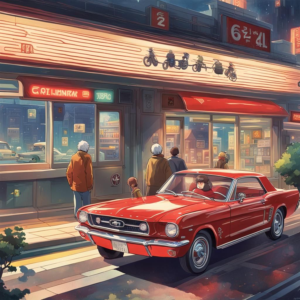 Senior Couple's Getaway: Art Deco Anime Bank Robbery